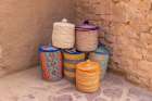 Saudi Arabia, Medina. Colorful baskets in old town Al-Ula. Art Print